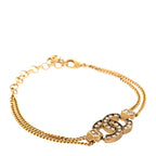 Chanel Crystal CC Chain Link Bracelet Aged Gold