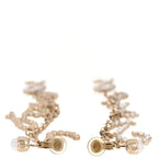 Chanel Crystal Pearl Drop Letter Earrings Gold