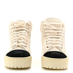 Chanel Kid Suede Shearling Sheepskin Lace Up Boots 38 Ivory White Black