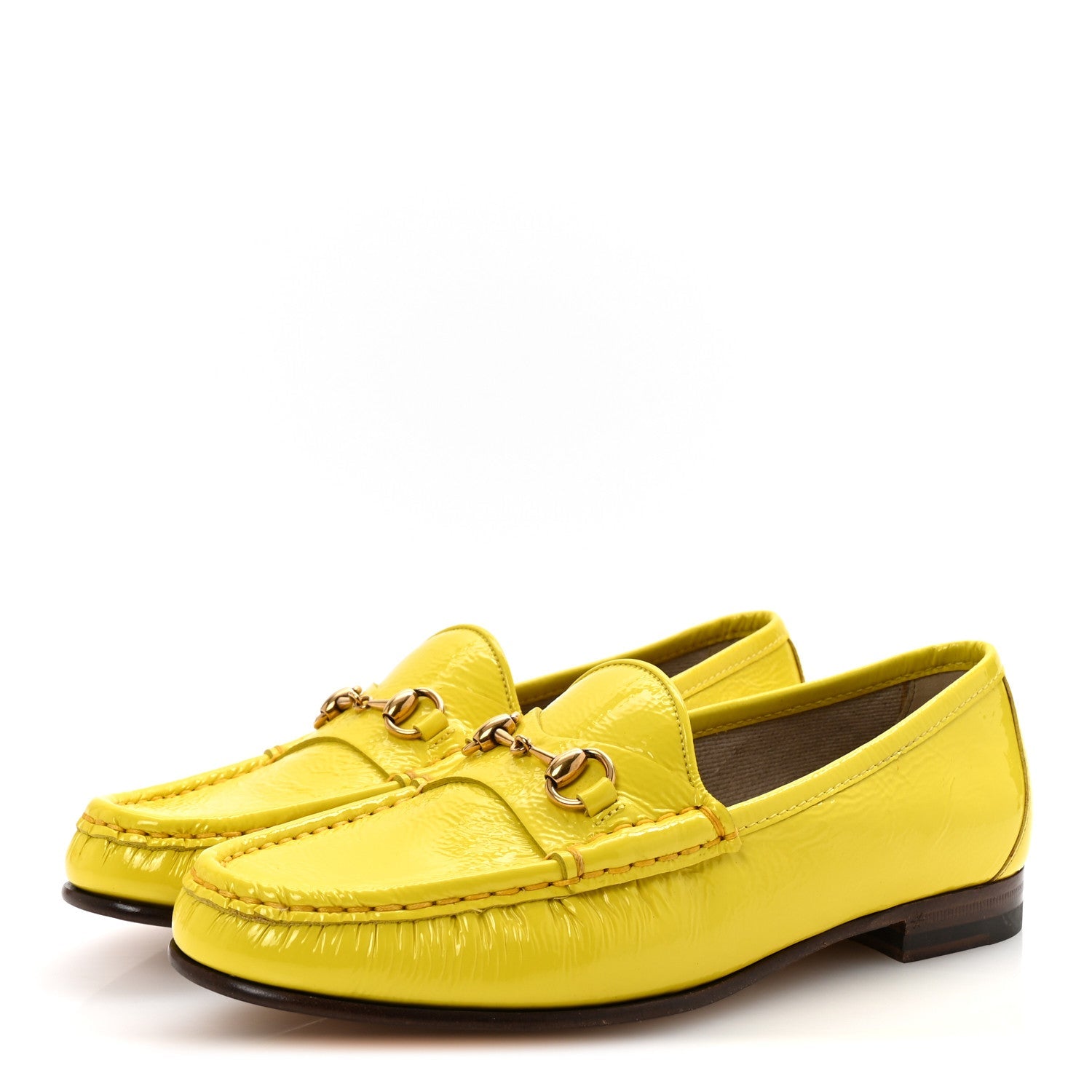 Gucci Vernice Naplack Womens 1953 Horsebit Loafers 36.5 Acid Lime