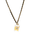 Chanel Metal Lambskin Resin CC No 5 Perfume Bottle Necklace Gold Black