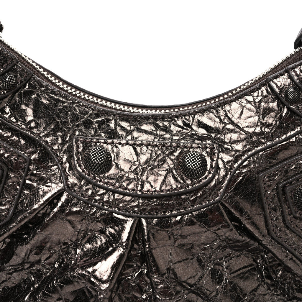 Balenciaga Metallic Agneau Arena Le Cagole Shoulder Bag XS Dark Bronze