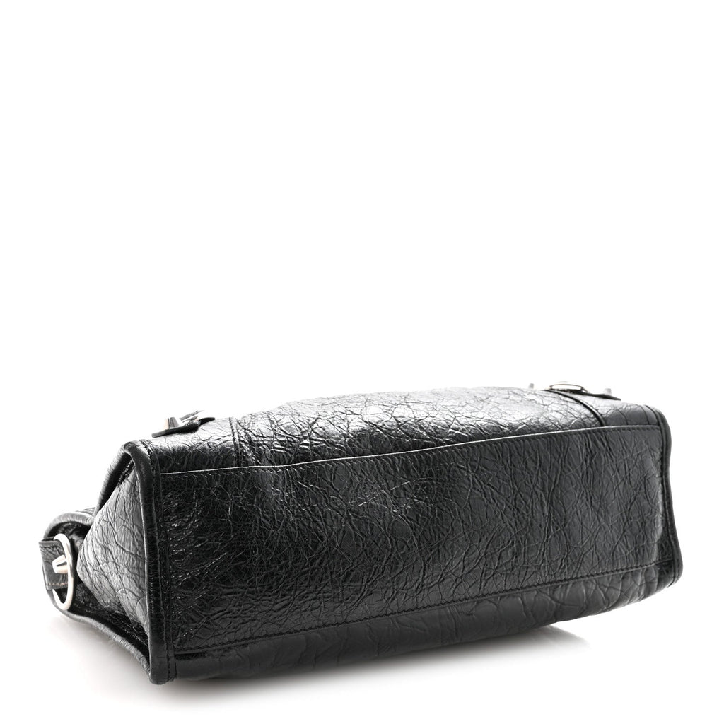 Balenciaga Agneau Arena Storico Silver Hardware Small Le City Black