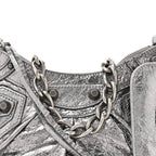 Balenciaga Metallic Agneau Arena Le Cagole Chain Shoulder Bag XS Silver