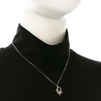 Christian Dior Crystal Logo Star Necklace Silver