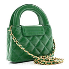 Chanel Shiny Aged Calfskin Quilted Mini Nano Kelly Shopper Green