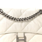 Balenciaga Crushed Calfskin Quilted Small Crush Chain Bag Optic White