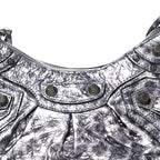Balenciaga Metallic Agneau Arena Leopard Le Cagole Shoulder Bag XS Dark Grey