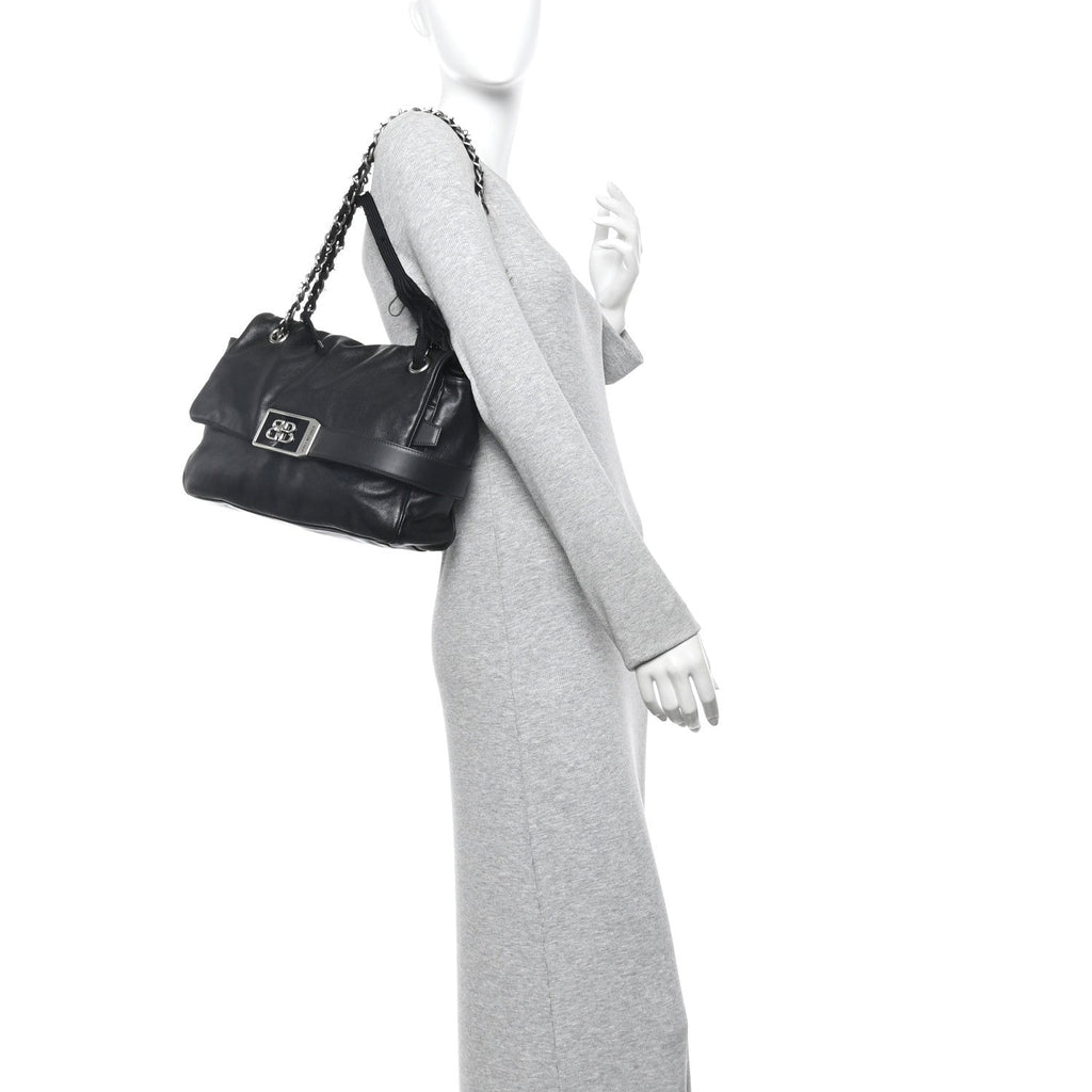 Balenciaga Calfskin Medium Modu Shoulder Bag Black