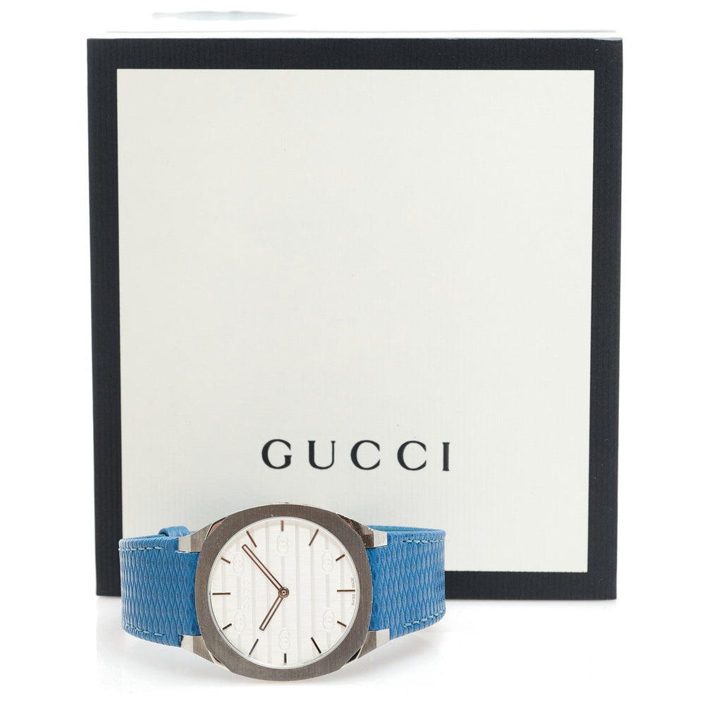 Gucci Stainless Steel Calfskin 38mm 25H Quartz Watch Blue