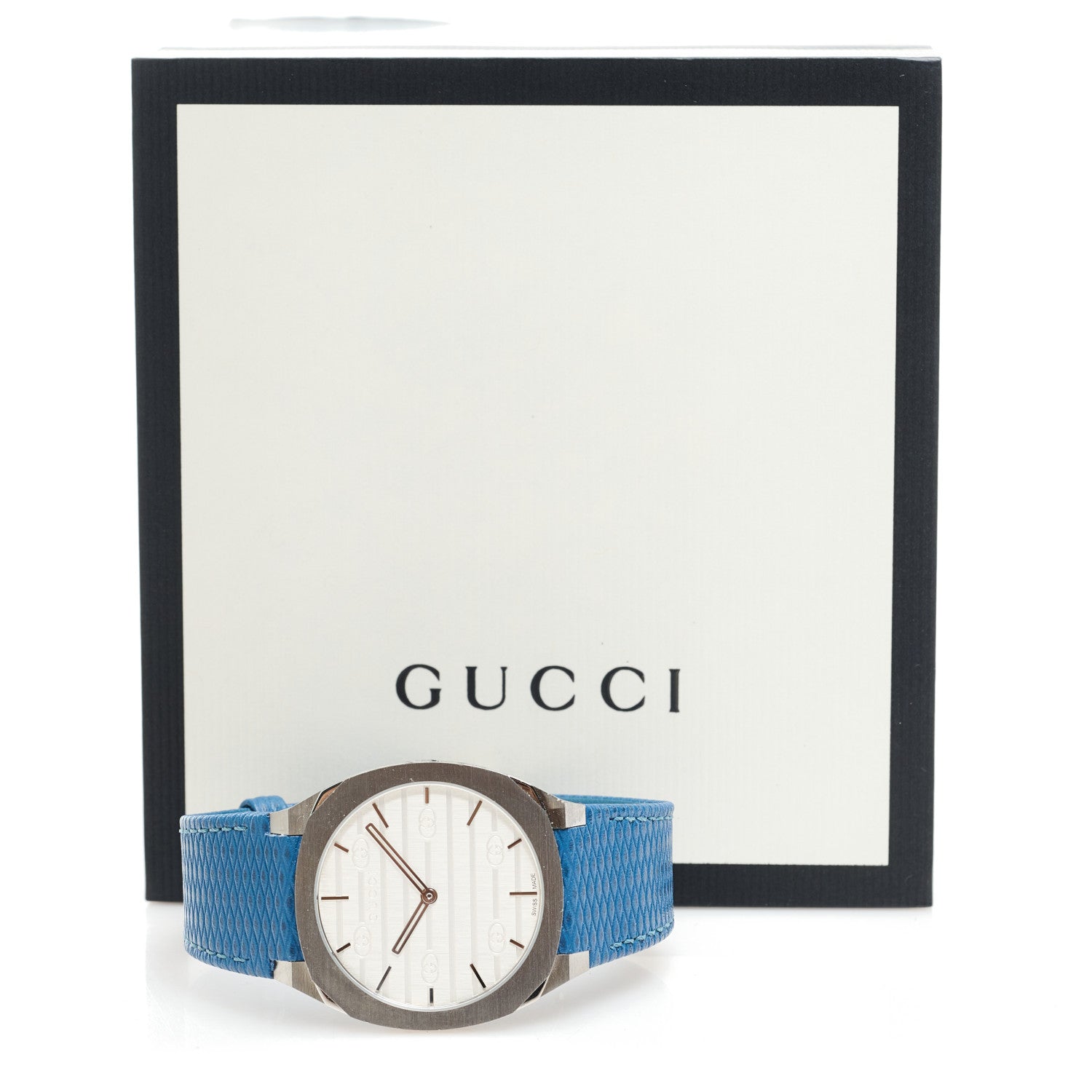 Gucci Stainless Steel Calfskin 38mm 25H Quartz Watch Blue