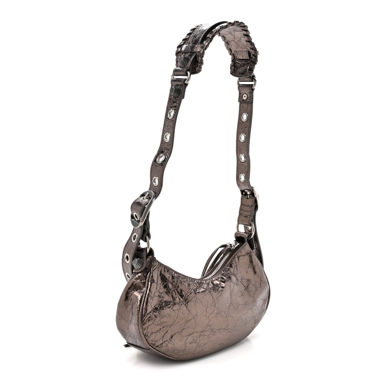 Balenciaga Metallic Agneau Arena Le Cagole Shoulder Bag XS Dark Bronze