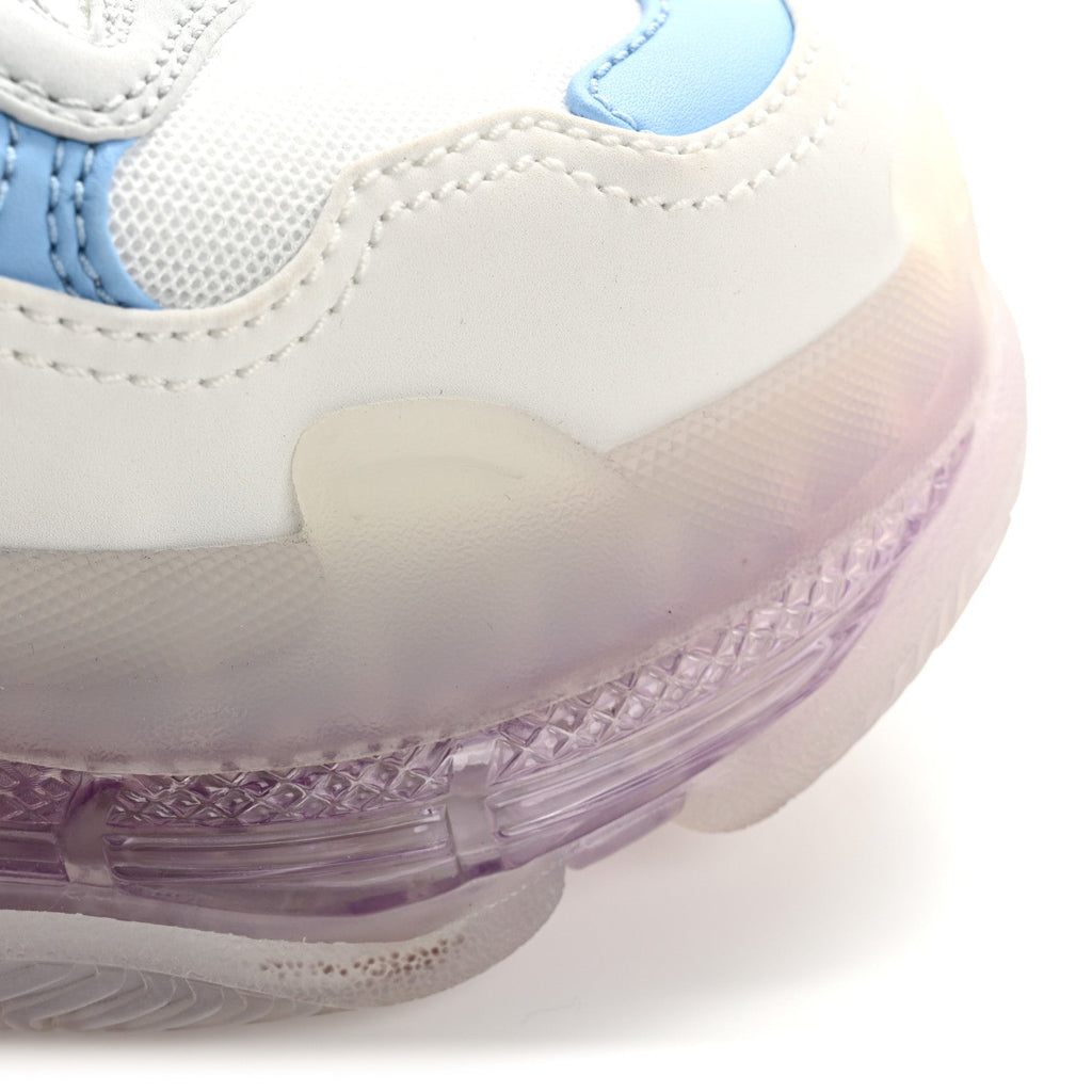 Balenciaga Fabric Mesh Clear Sole Womens Triple S Sneakers 36 Light Blue Grey Lilac White