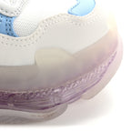 Balenciaga Fabric Mesh Clear Sole Womens Triple S Sneakers 36 Light Blue Grey Lilac White