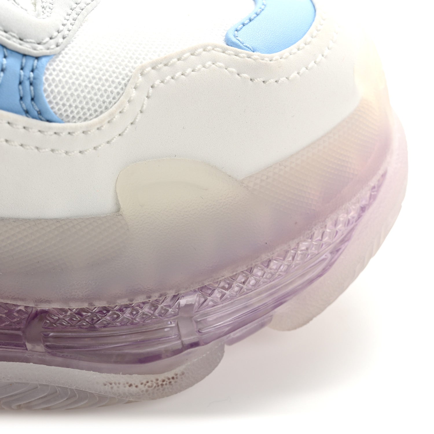 Balenciaga Fabric Mesh Clear Sole Womens Triple S Sneakers 36 Light Blue Grey Lilac White