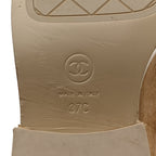 Chanel Suede Metal CC Mocassin Loafers 37 Beige