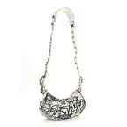 Balenciaga Agneau Arena Graffiti Le Cagole Shoulder Bag XS White Black