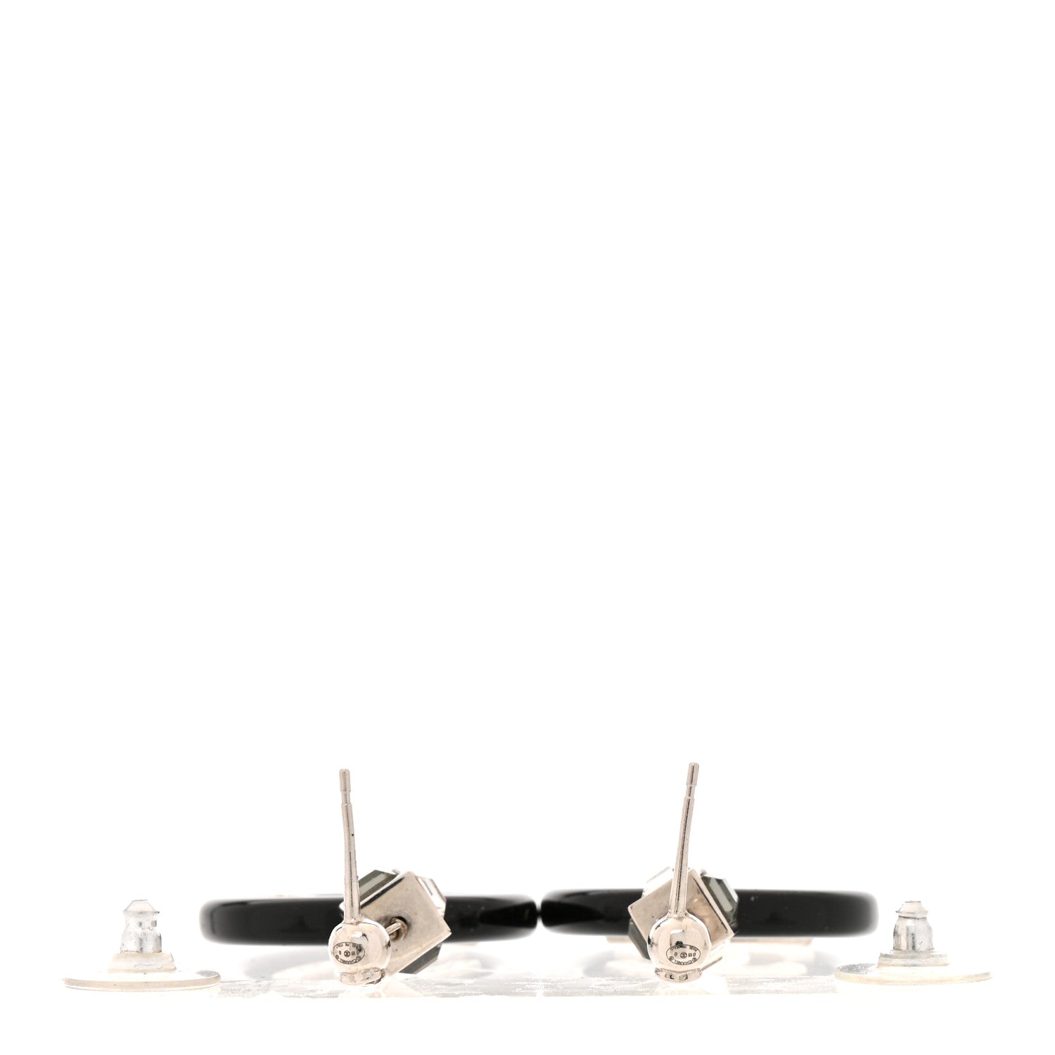 Chanel Metal Resin Crystal Pearl CC Drop Earrings Black Silver