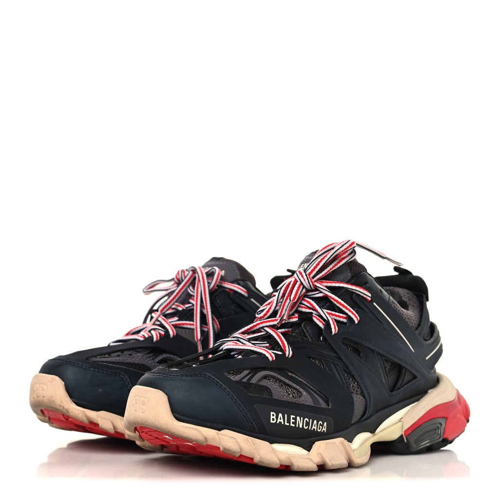 Balenciaga Mesh Nylon Womens Track Sneakers 39 Black Gris