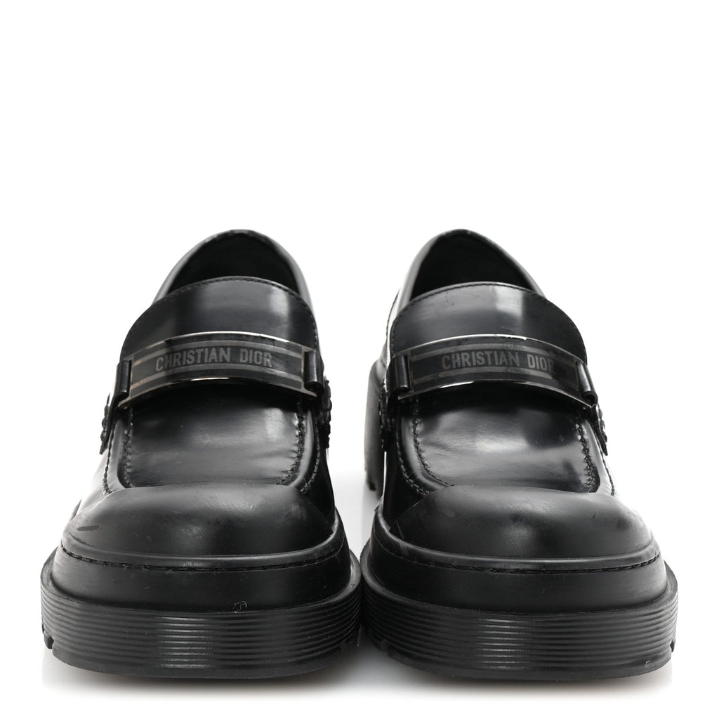 Christian Dior Brushed Calfskin Dior Code Lug Sole Platform 35mm Loafers 38.5 Black