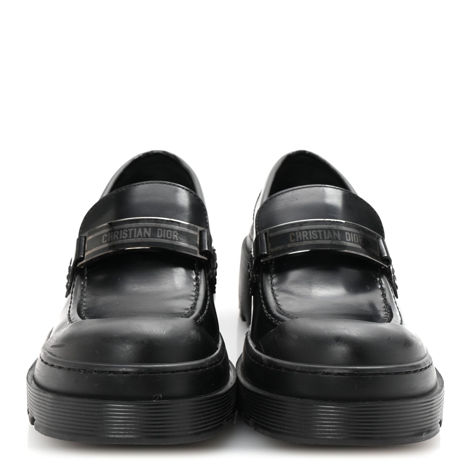 Christian Dior Brushed Calfskin Dior Code Lug Sole Platform 35mm Loafers 38.5 Black