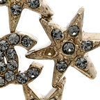 Chanel Crystal CC Star Earrings Gold
