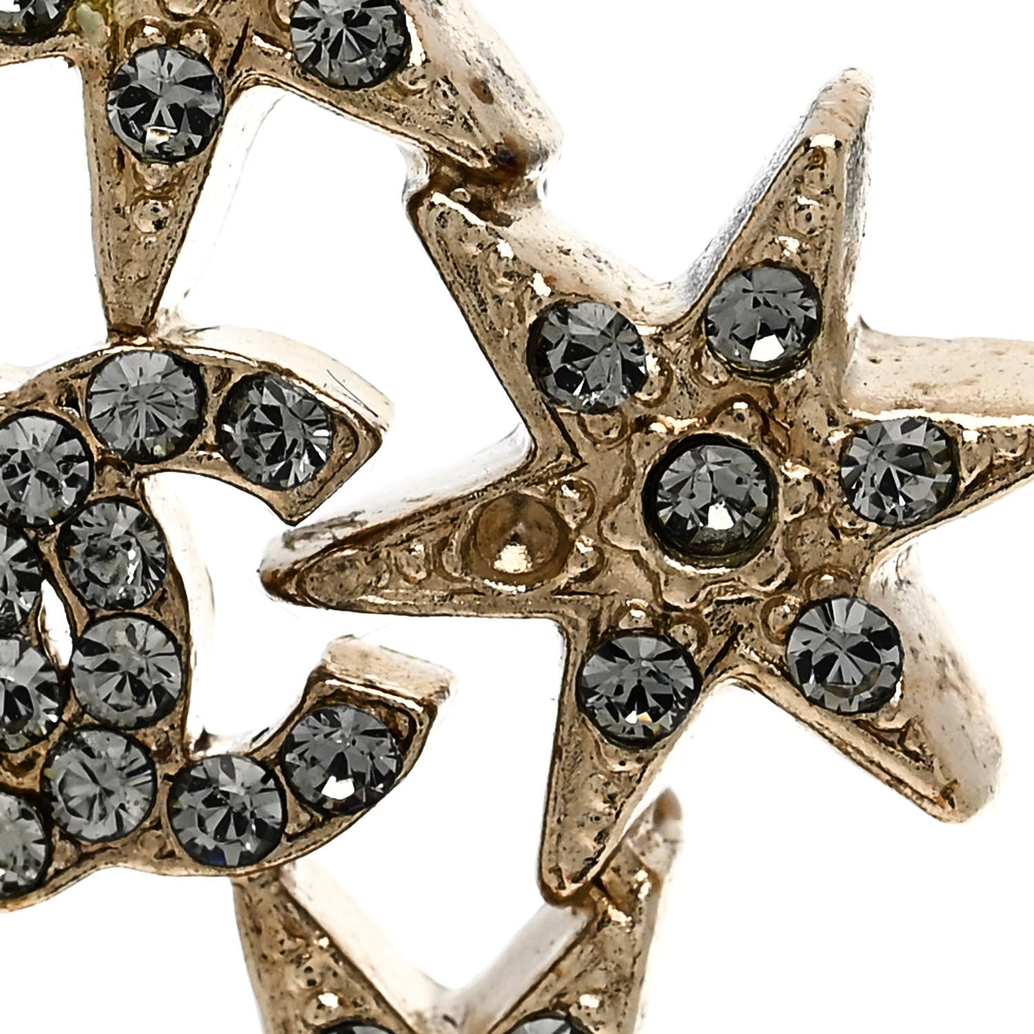 Chanel Crystal CC Star Earrings Gold