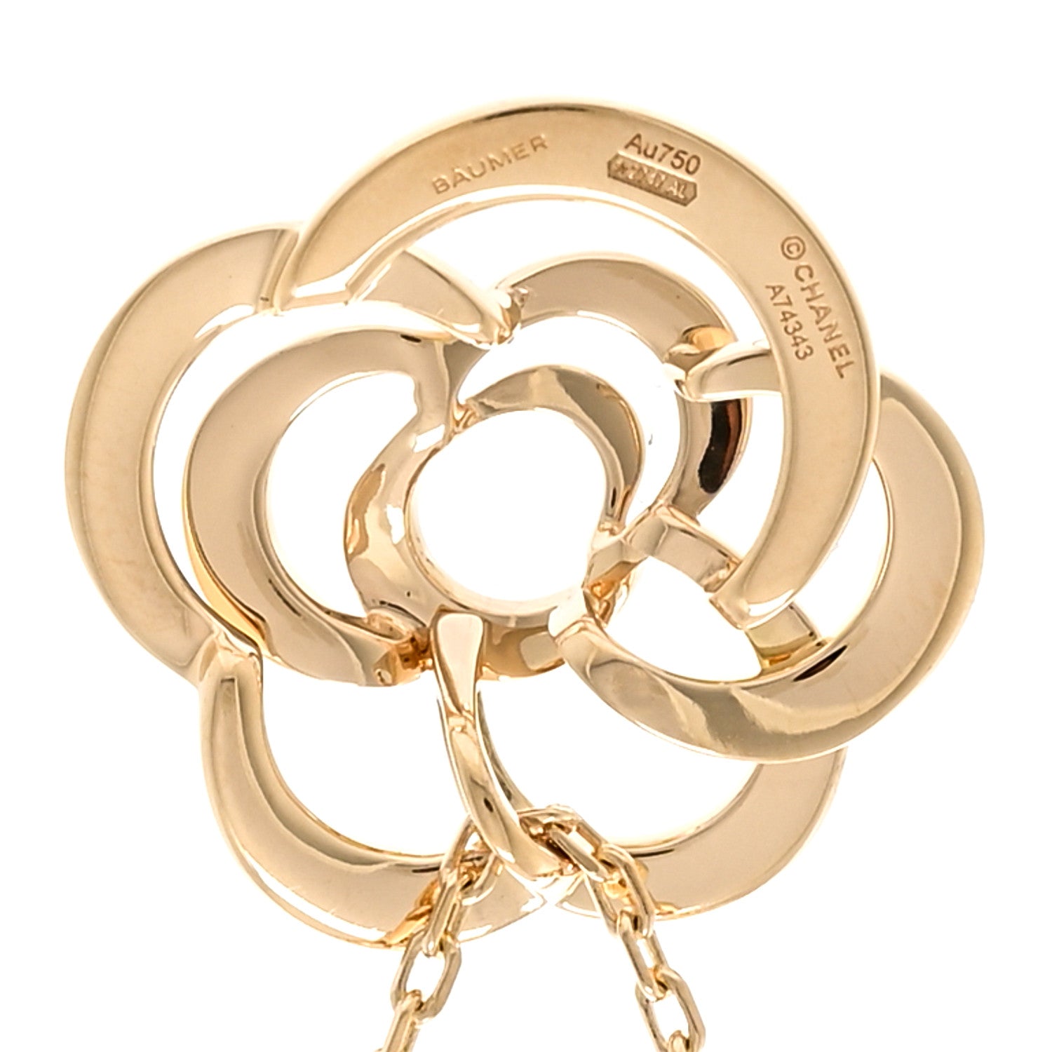 Chanel 18K Yellow Gold Fil de Camelia Pendant Necklace