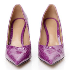 Bottega Veneta Gloss Calfskin Crocodile Embossed Punta Wedge Heels 40 Venom