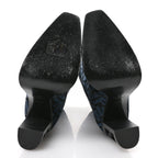 Fendi Chenille Jacquard FF 110mm Knee Boots 38 Black Blue