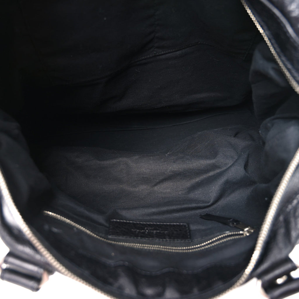 Balenciaga Agneau Classic Silver Hardware Weekender Black