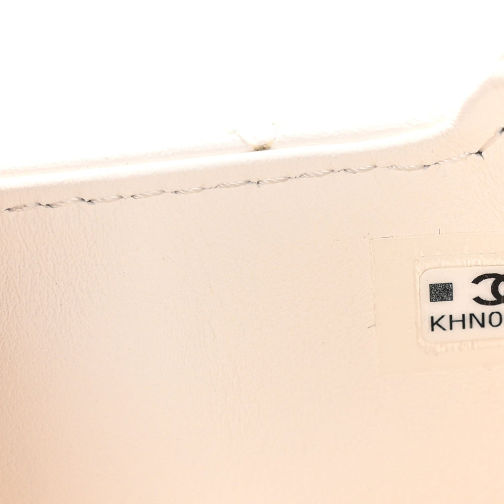 Chanel Shiny Aged Calfskin Quilted Mini Nano Kelly Shopper White
