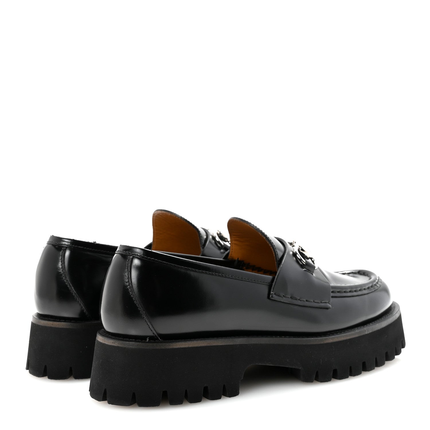 Gucci Cordovan Lux Womens Horsebit 45mm Platform Loafers 39 Black