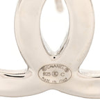 Chanel Metal Square CC Earrings Silver