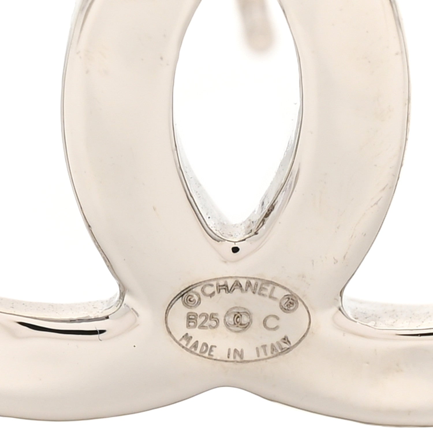 Chanel Metal Square CC Earrings Silver