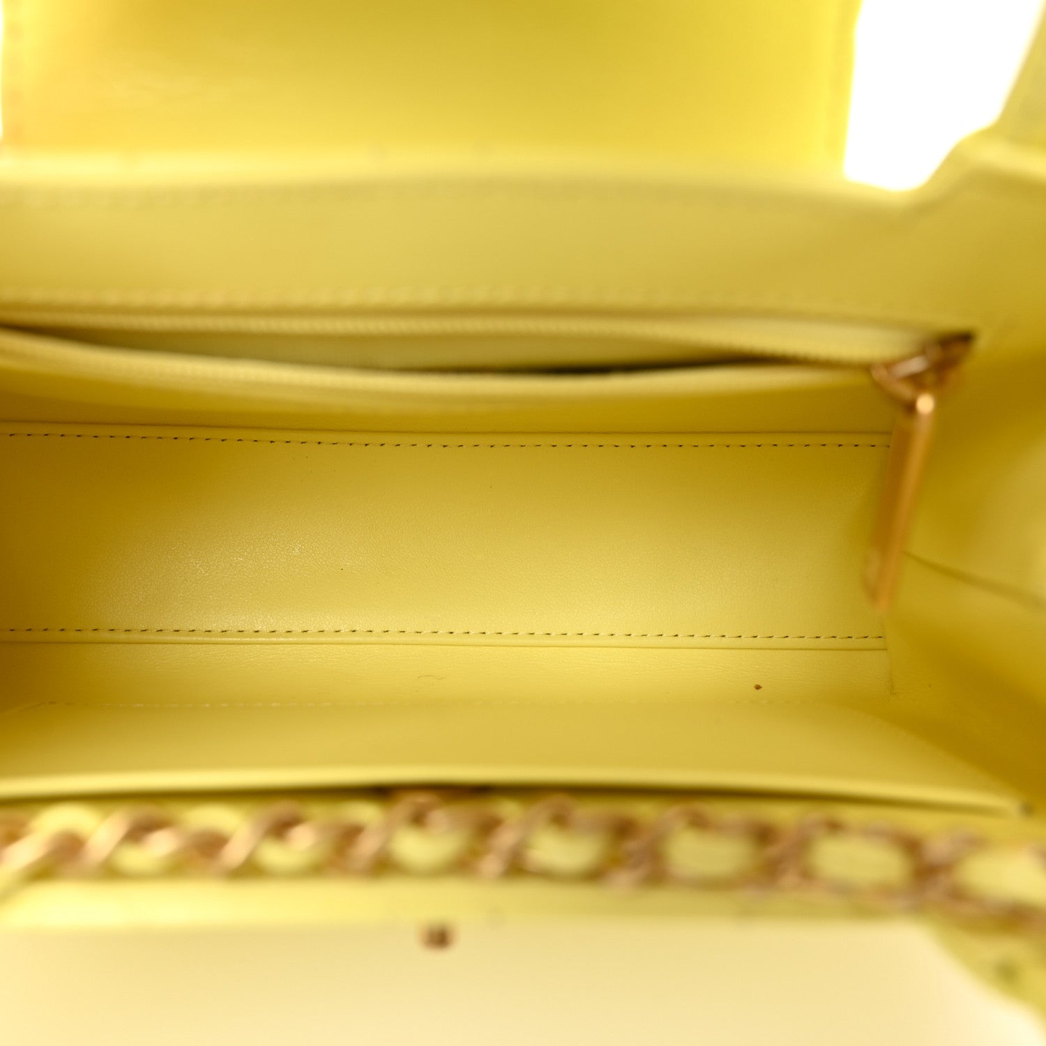 Chanel Shiny Aged Calfskin Quilted Nano Kelly Shopper Light Yellow