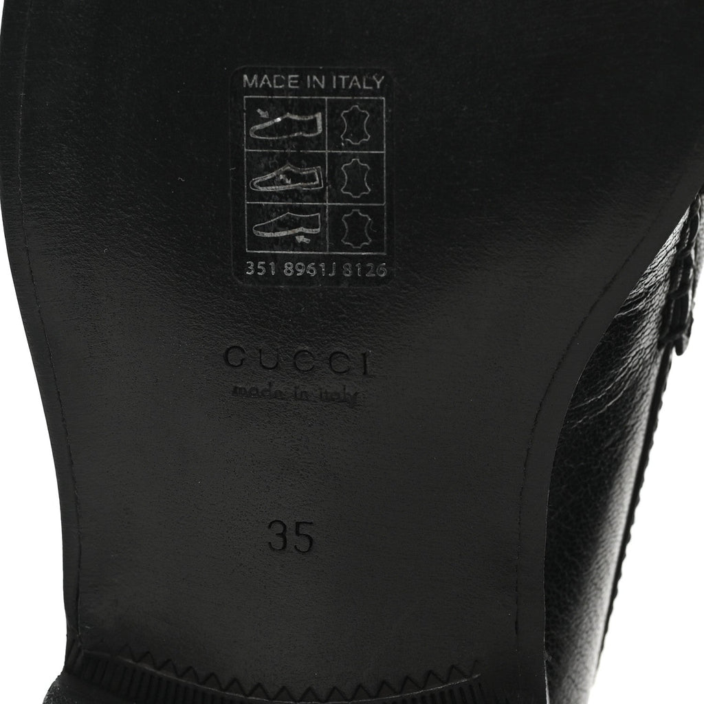 Gucci Goatskin Womens Logo 15mm Loafers 35 Black