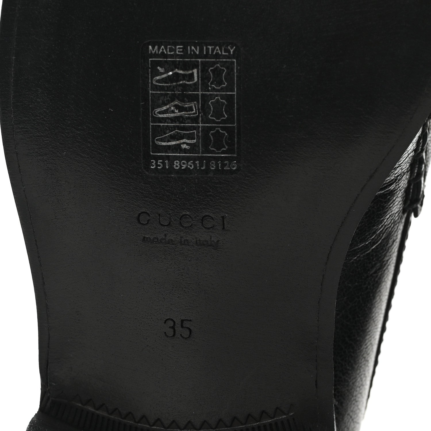 Gucci Goatskin Womens Logo 15mm Loafers 35 Black