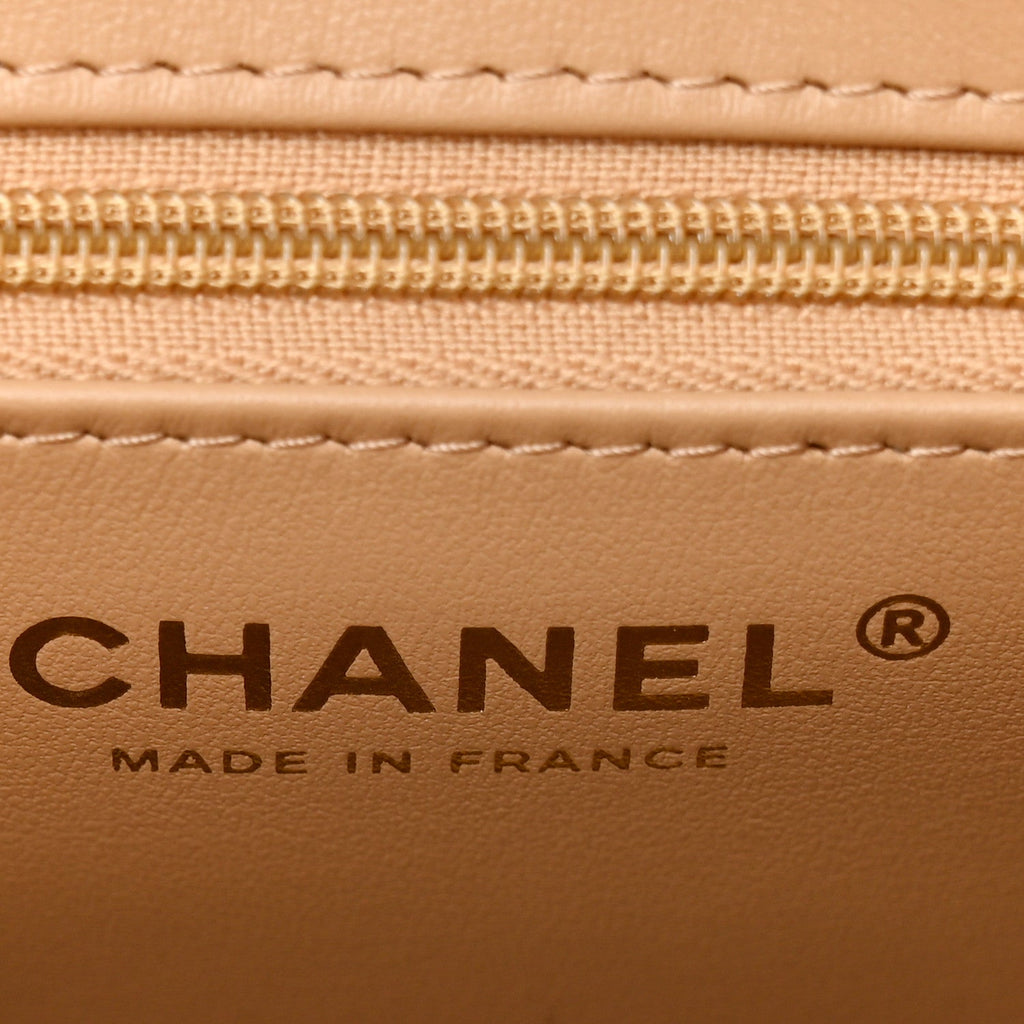 Chanel Braided Raffia Nano Kelly Flap Bag Dark Beige