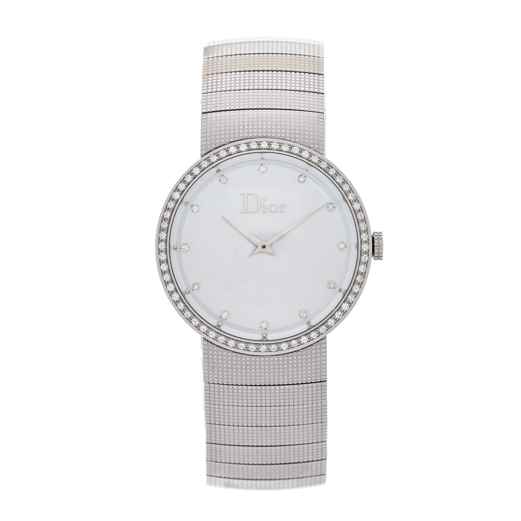 Christian Dior Stainless Steel Diamond Bezel Mother of Pearl 33mm La D De Dior Quartz Watch