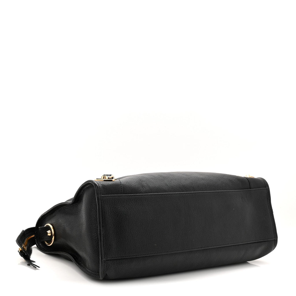 Balenciaga Chevre Gold Metallic Edge Hardware City Black