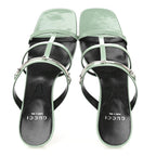 Gucci Regent Calfskin Horsebit Mid Heel Sandals 39.5 Pacific Green