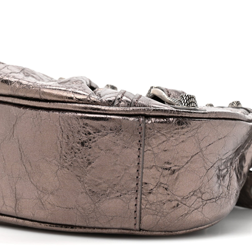 Balenciaga Metallic Agneau Arena Le Cagole Shoulder Bag XS Dark Bronze