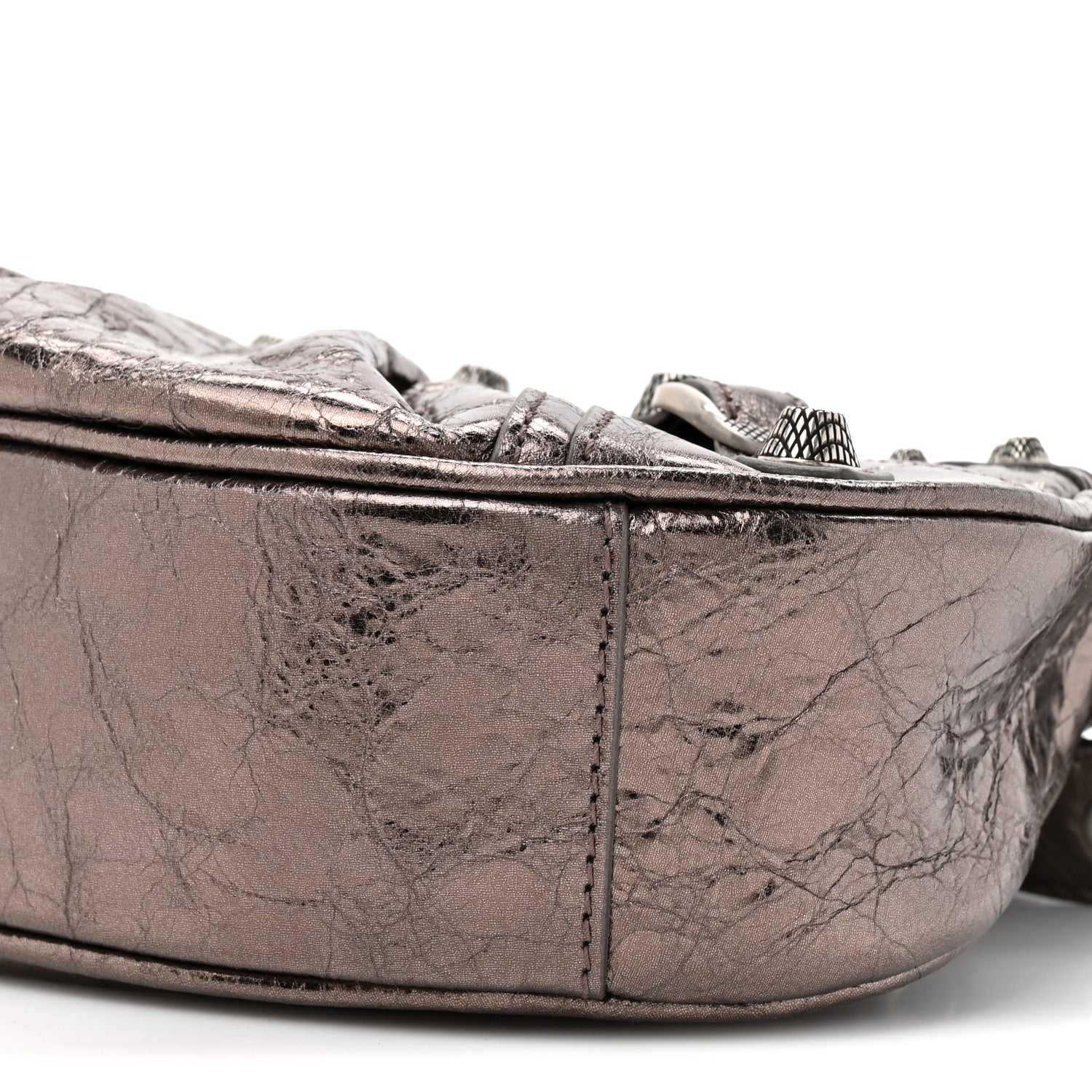 Balenciaga Metallic Agneau Arena Le Cagole Shoulder Bag XS Dark Bronze