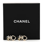 Chanel Metal Crystal CC Heart Drop Earrings Gold
