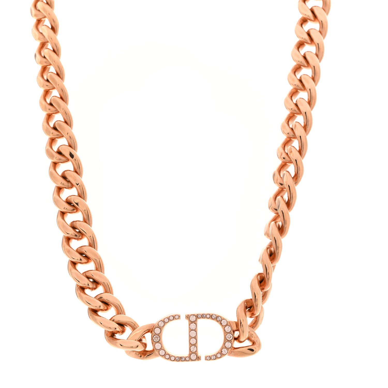 Christian Dior Metal Crystal 30 Montaigne Necklace Rose Gold
