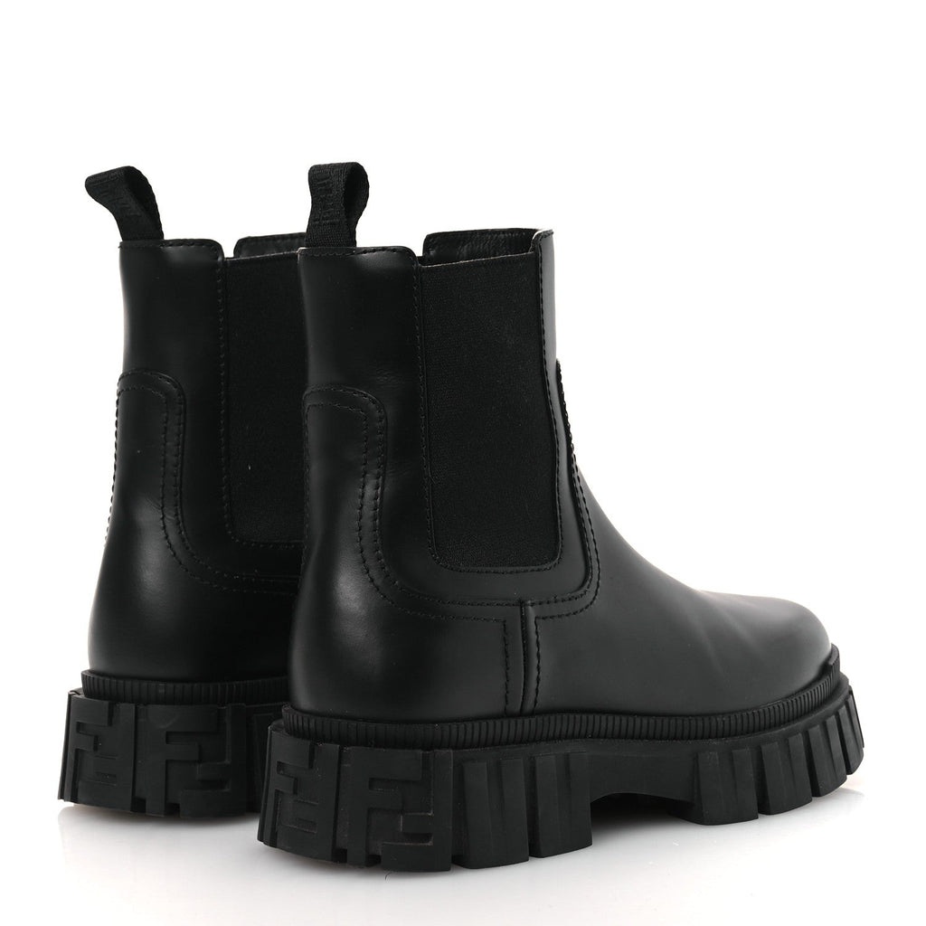 Fendi Calfskin Rubber Fendi Force Chelsea Boots 36 Black