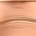 Balenciaga Extra Supple Calfskin Crocodile Embossed Small Downtown Shoulder Bag Nude Beige