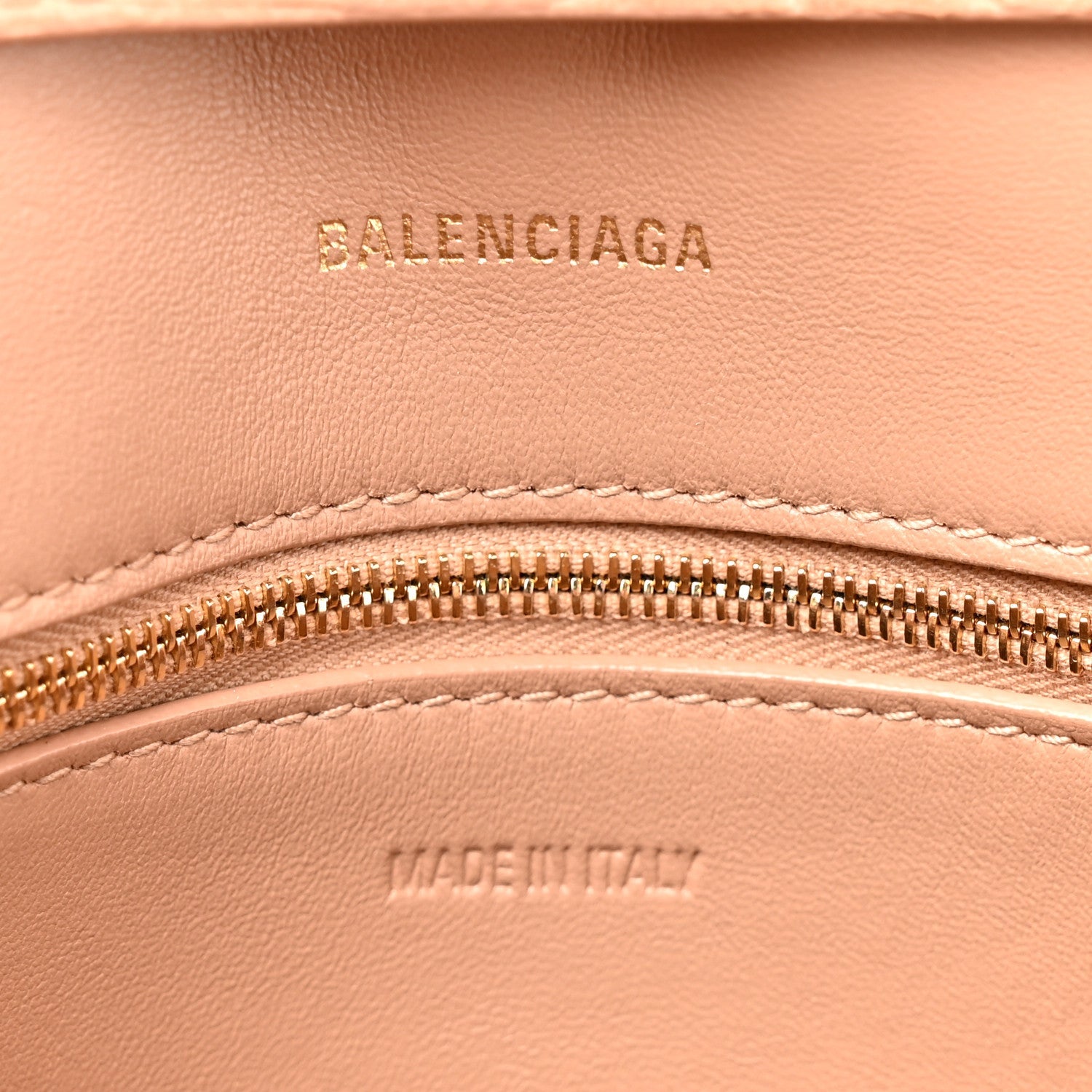 Balenciaga Extra Supple Calfskin Crocodile Embossed Small Downtown Shoulder Bag Nude Beige