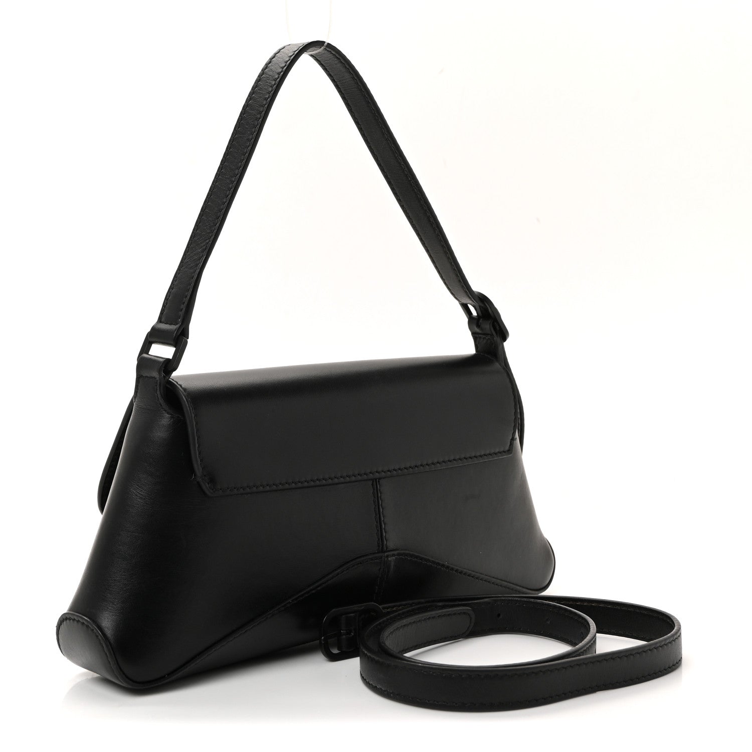 Balenciaga Box Calfskin Monochrome Small XX Flap Stretch Bag Black